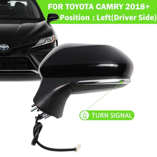 Liizoo Side Mirror for Toyota Camry 2018 2019 2020 2021 2022 2023 2024 Power-6Pins, Left Driver Side Door Mirror,replace for Partslink # TO1320367, Black - Image 2