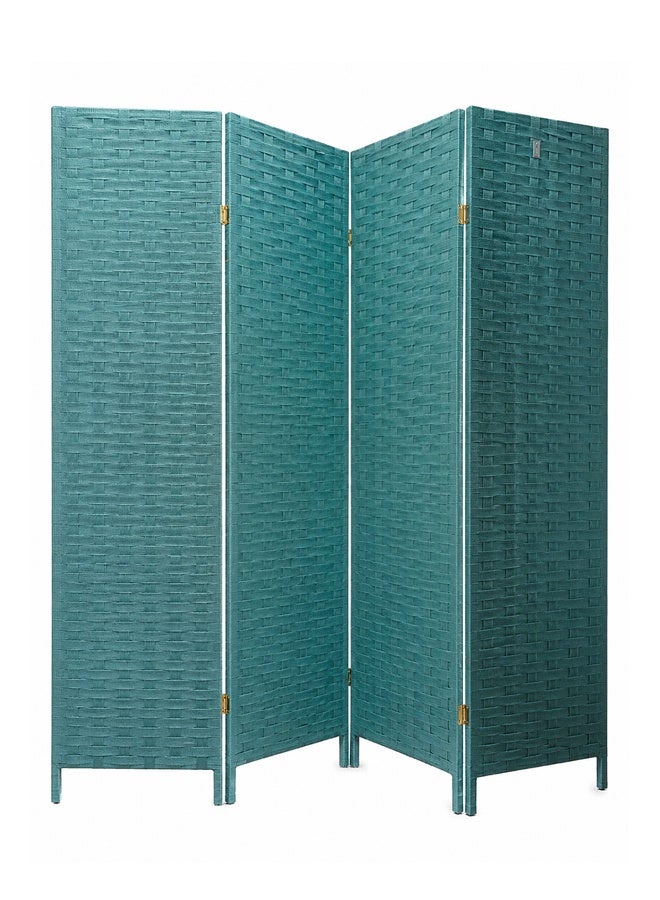 keke 4 Panel Folding Room Divider – 180 cm Height, Handwoven Privacy Screen, Wooden Frame Partition Divider for Living Room, Bedroom & Office - Image 4