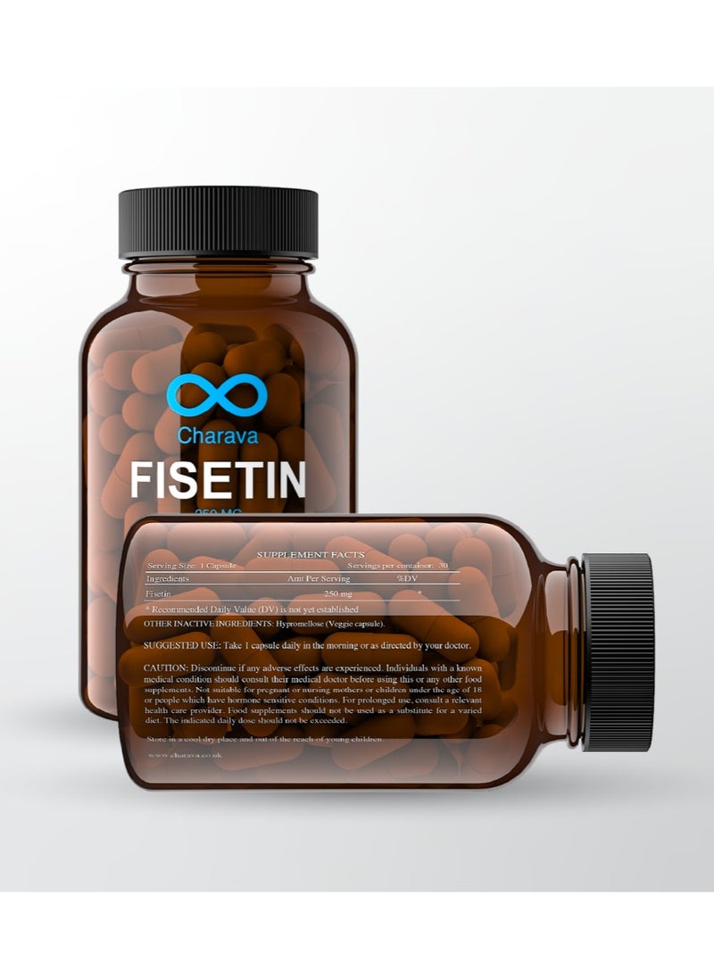 Charava - Charava Fisetin 250mg | 30 Capsules | High Absorption | 98% Purity | Natural Longevity Supplement | Third Party Tested - Image 1