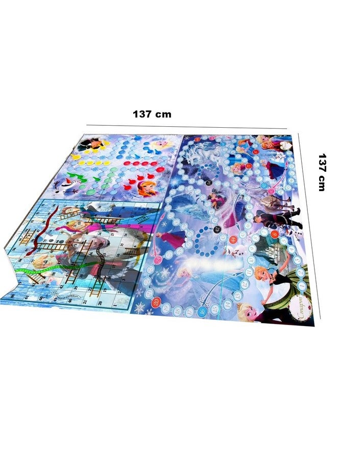 MUREN® Jumbo 3 in 1 Ludo, Snake & Ladder Big Size Reversible Kids Play Mat 54 X 54 Inches with 5 X 5 Inch Dice & Tokens, Anti-Skid Jumbo Family Fun Outdoor/Indoor Activity (Frozen Princess) - Image 4
