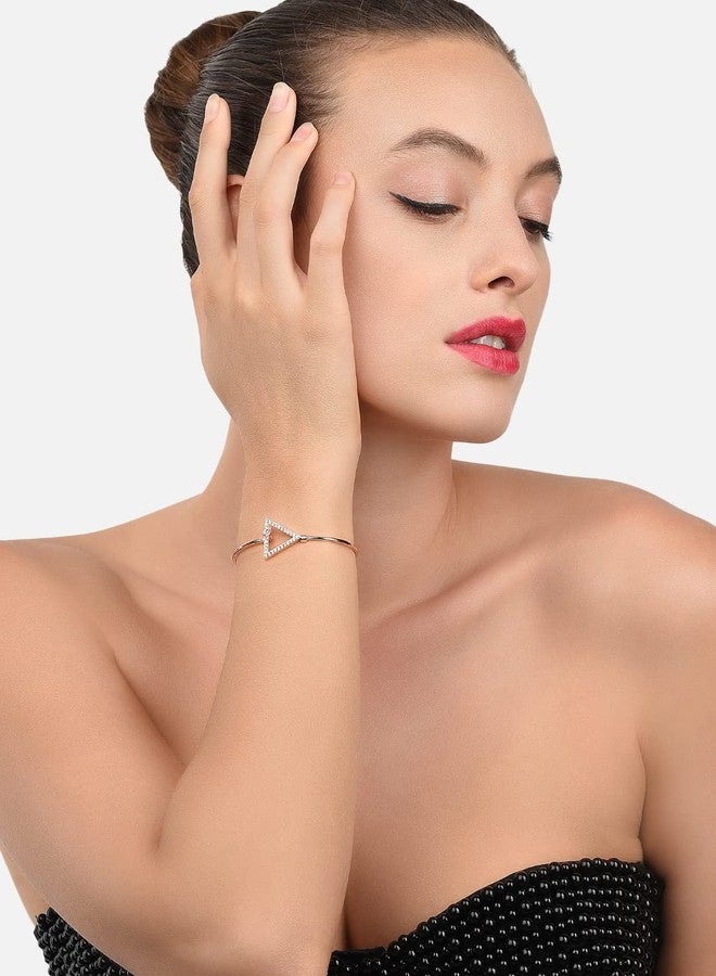 Zaveri Pearls سوار زافيري بيرلز من الذهب الوردي مرصع بالزركونيا المكعبة، بتصميم عصري من النحاس الأصفر للنساء - ZPFK9950 - Image 5