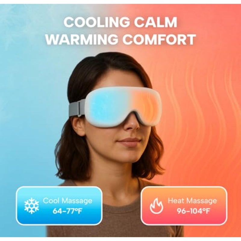 Eye Massager with Heat and Cooling 12 Precision Massage Nodes Bluetooth Music 4 Massage Modes 2400mAh Battery Relaxation for Eye Strain, Dry Eyes, Stress and Headaches - Image 2