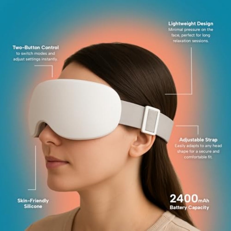 Eye Massager with Heat and Cooling 12 Precision Massage Nodes Bluetooth Music 4 Massage Modes 2400mAh Battery Relaxation for Eye Strain, Dry Eyes, Stress and Headaches - Image 4