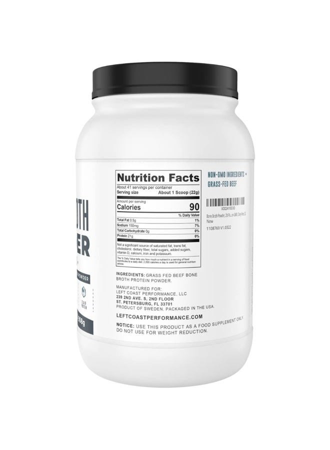 Left Coast Performance Bone Broth Protein Powder – Pure Grass-Fed Beef Bone Broth, Unflavored with Natural Collagen, Glucosamine & Gelatin – Paleo & Keto-Friendly, Non-GMO, Dairy-Free for Gut Health & Joint Support 32oz - Image 2