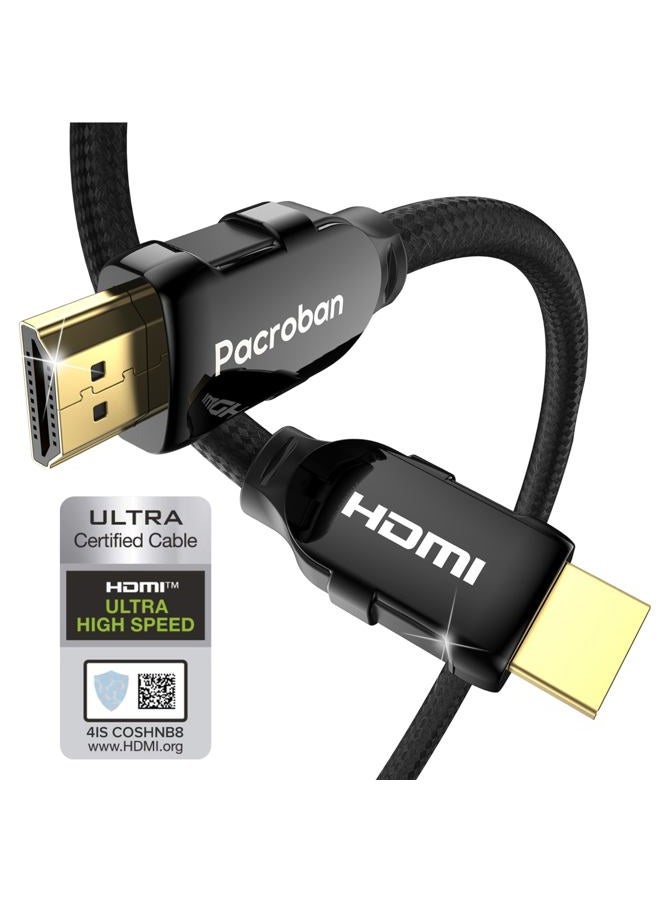 Pacroban كابل HDMI 2.1 مضفر 8K (10 قدم) مصنف CL3 يدعم سرعة فائقة 48Gbps، 10K 8K 5K 4K عند 120Hz، 60Hz HDR ديناميكي وDolby Atmos - Image 1