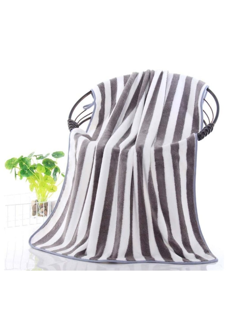 DUNISO Bath Towel Bathroom Soft And Fluffy Towel, Household Large Towel, Lightweight Soft And Absorbent Gym Pool Towel Grey Stripes (70*140 cm) - Image 2