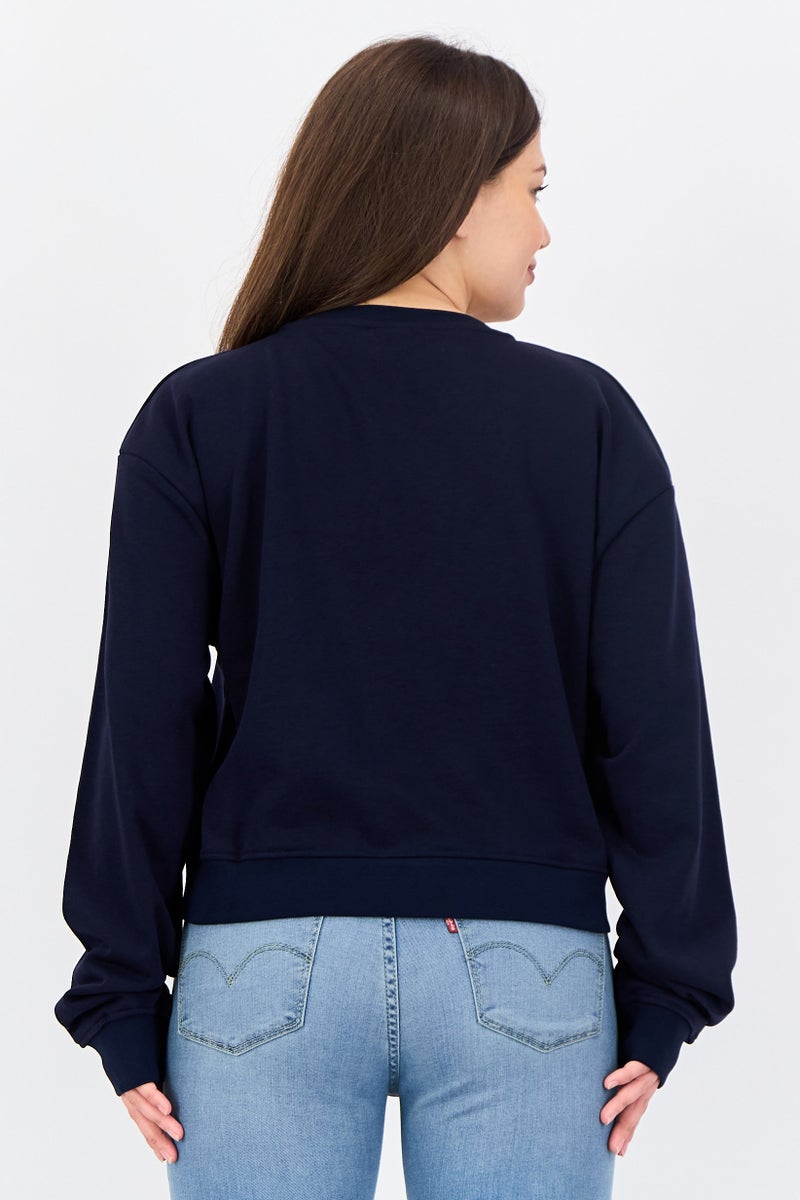 Juicy Couture Women Crew Neck Long Sleeve Graphic Print Sweaters, Navy - Image 3