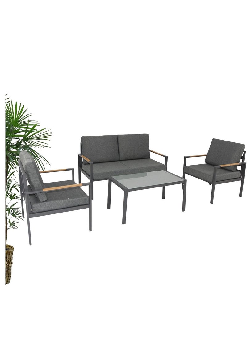 Swin Furniture Water Resistant Four Seater Garden Aluminum Sofa Set Grey - Image 1
