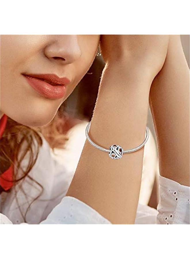 Arabest Birthstone Charms 925 Sterling Silver Love Heart Openwork Bead for Charm Bracelets and Necklaces with 5A Cubic Zirconia, Birthday Mothers Day Jewelry Gifts Women - Image 5