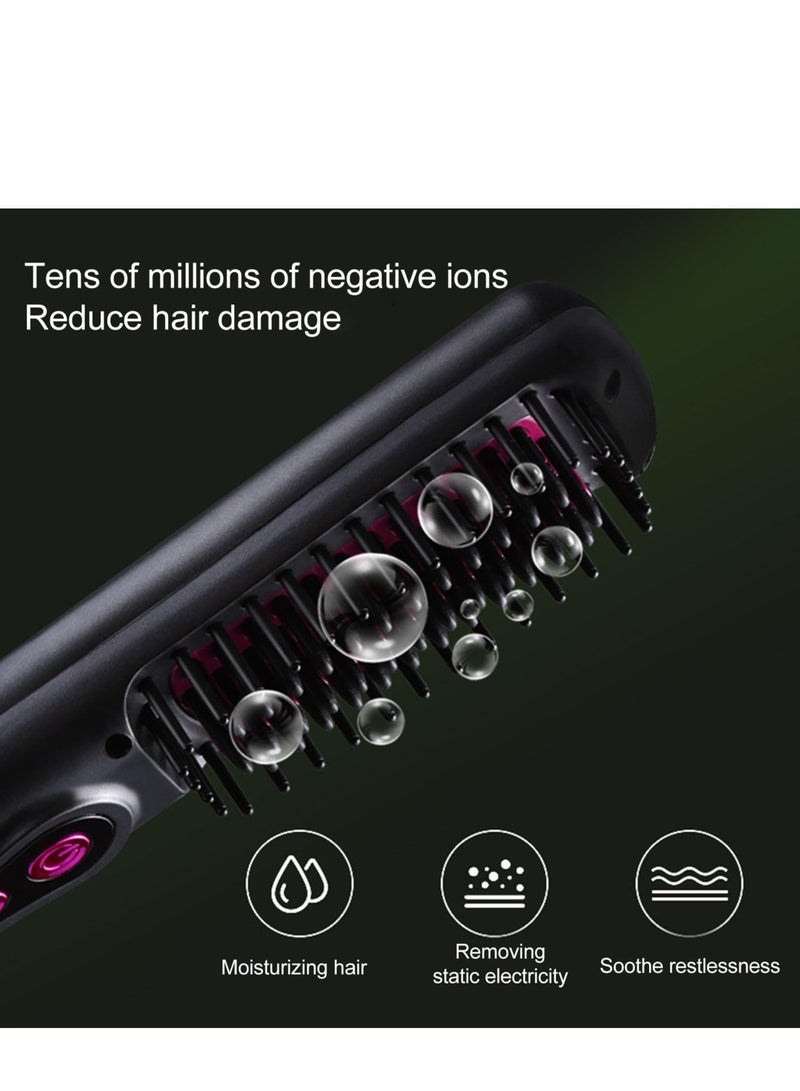 SYOSI Cordless Hair Straightener Brush, Portable Mini Straightening Brush for Travel, USB Rechargeable, Fast Heating Hot Comb with Negative Ion, Anti-Scald Feature for Women & Men - Image 5