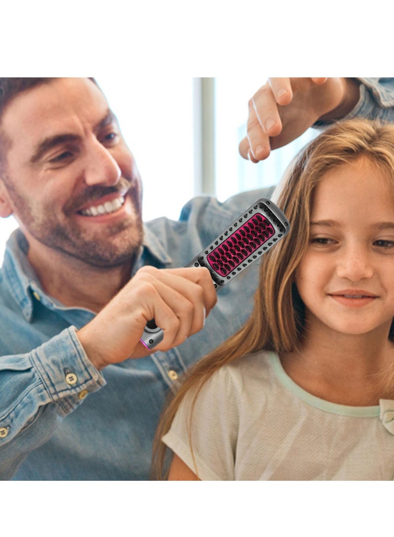 SYOSI Cordless Hair Straightener Brush, Portable Mini Straightening Brush for Travel, USB Rechargeable, Fast Heating Hot Comb with Negative Ion, Anti-Scald Feature for Women & Men - Image 4