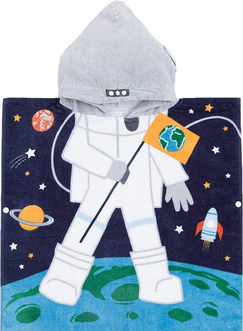 KASTWAVE Hooded Towel for Babys Toddlers, 12 Months to 5 Years, Cotton Wrap, Super Soft Absorbent Cotton, Multi Use for Kids Bath Pool Beach Swim Bathroom Child Cover ups, Astronaut Theme - Image 1
