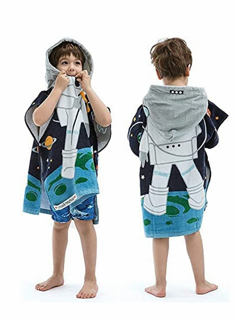 KASTWAVE Hooded Towel for Babys Toddlers, 12 Months to 5 Years, Cotton Wrap, Super Soft Absorbent Cotton, Multi Use for Kids Bath Pool Beach Swim Bathroom Child Cover ups, Astronaut Theme - Image 2