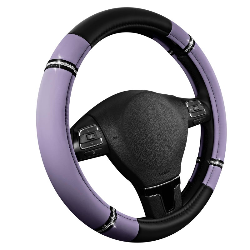 Road Comforts Road Comfort Leather Steering Wheel Cover â€“ Premium Anti-Slip Car Steering Wheel Grip Cover â€“ Universal Fit for 14.5â€â€“15.5â€ Cars, Trucks & SUVs - Purple - Image 2