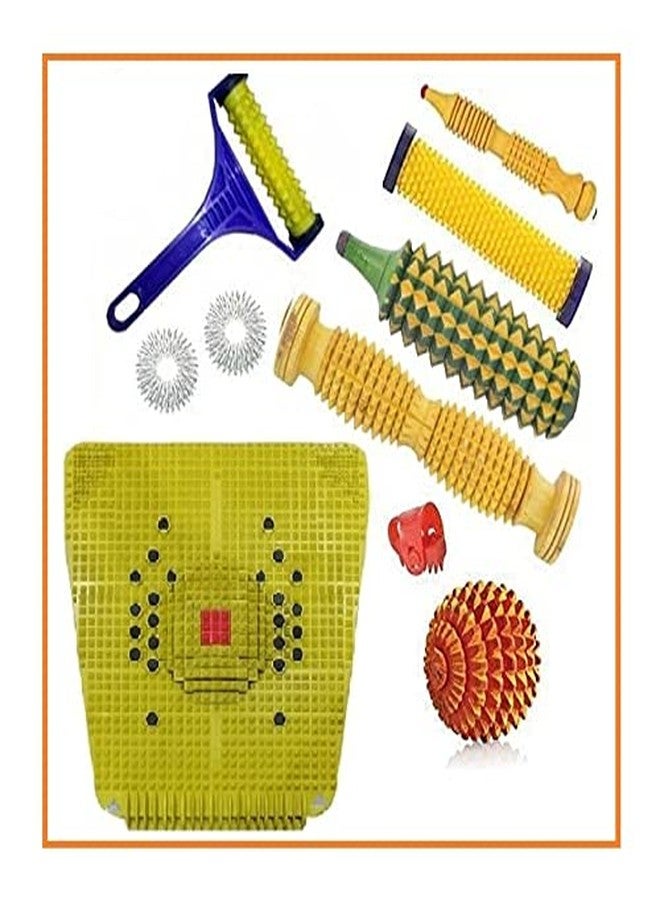 اسي مجموعة أدوات العلاج بالضغط: أسطوانة خشبية للقدمين، وبساط مغناطيسي لتخفيف التوتر. - Image 1