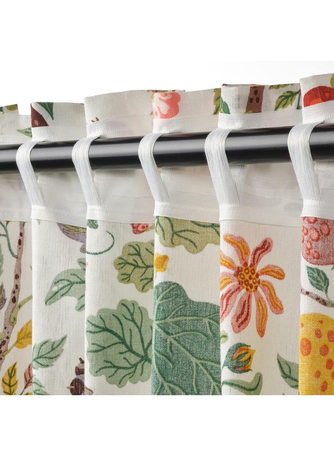 Zaboon Curtains, 1 Pair, White Multicolour/Floral Pattern, 145X300 Cm - Image 5