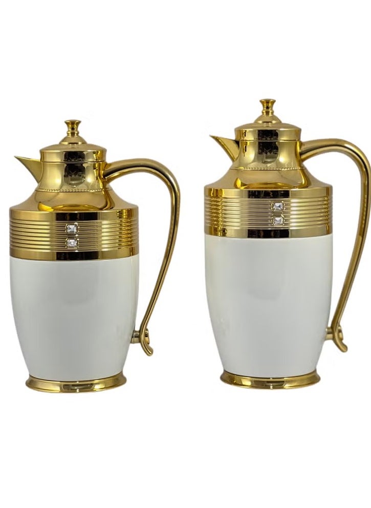 Homemaker 2-Piece Elegant Thermal Carafe Set – 0.75L & 1L | Glass-Lined Insulated Flasks for Hot & Cold Drinks | Stylish White & Gray Design | Travel & Home Use  - Image 3