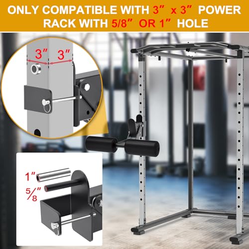 Kipika Nordic Hamstring Curl Squat Rack Attachment for Power Rack with 5/8" or 1" Hole - Adjustable Leg Hold Down Attachment with Premium Leather Surface (for 3" x 3" Power Cage with 5/8" or 1" Hole) - Image 2