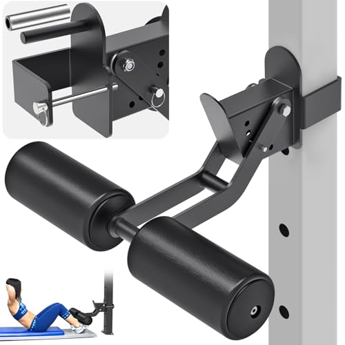 Kipika Nordic Hamstring Curl Squat Rack Attachment for Power Rack with 5/8" or 1" Hole - Adjustable Leg Hold Down Attachment with Premium Leather Surface (for 3" x 3" Power Cage with 5/8" or 1" Hole) - Image 1