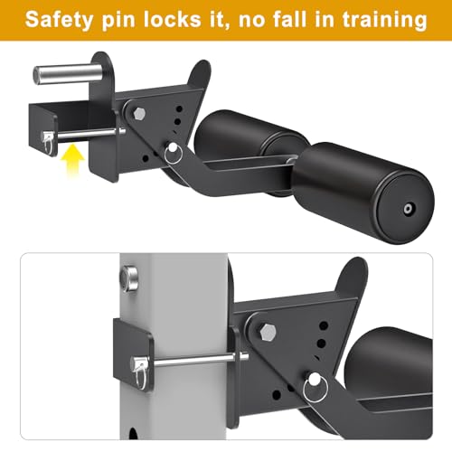 Kipika Nordic Hamstring Curl Squat Rack Attachment for Power Rack with 5/8" or 1" Hole - Adjustable Leg Hold Down Attachment with Premium Leather Surface (for 3" x 3" Power Cage with 5/8" or 1" Hole) - Image 3