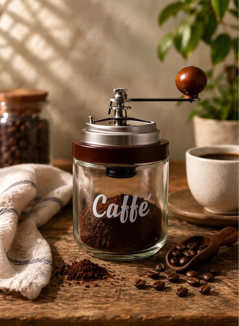 Ottinetti Brown Coffee Grinder on Glass 750ml with Caffe Inscription - Image 1