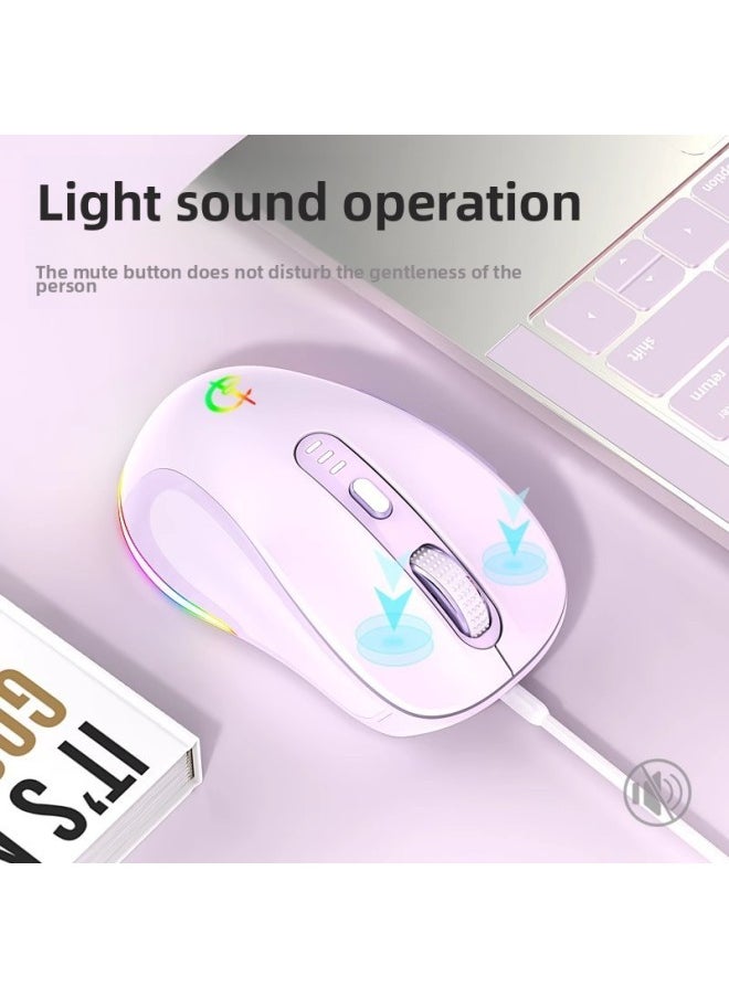 Generic - Wired Mute Mouse Office Girl's Game Cute Electric Competition Macro Programming Home Applicable Laptop Desktop-Colour:Upgraded 6-key-rgb Lighting Effect-4 Levels Of Dpi-cool Black - Image 1