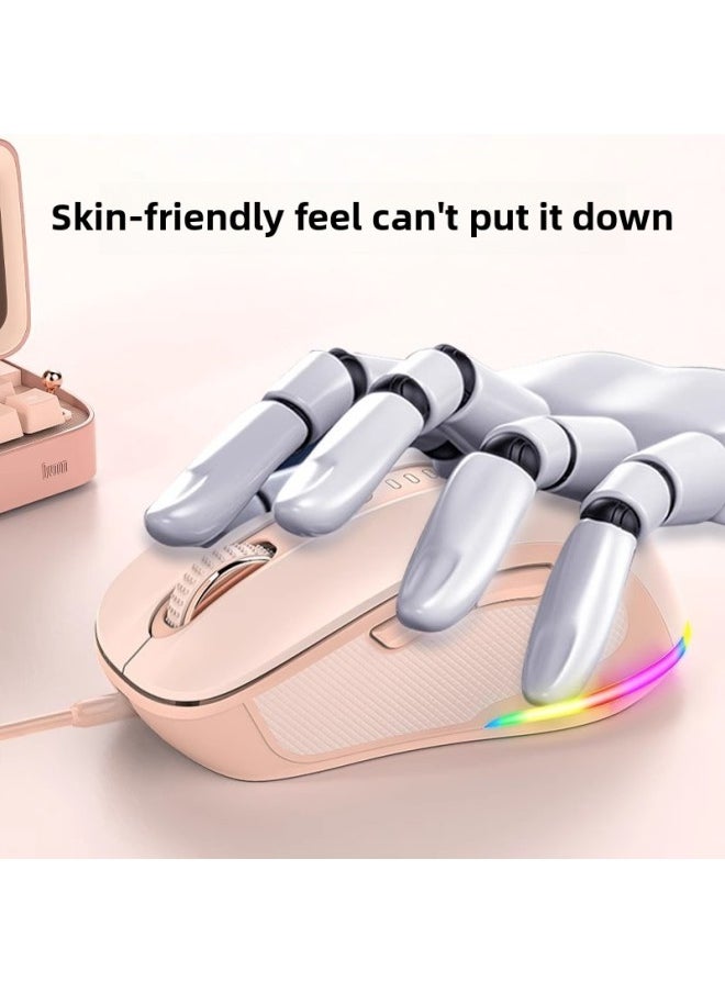 Generic - Wired Mute Mouse Office Girl's Game Cute Electric Competition Macro Programming Home Applicable Laptop Desktop-Colour:Upgraded 6-key-rgb Lighting Effect-4 Levels Of Dpi-cool Black - Image 1