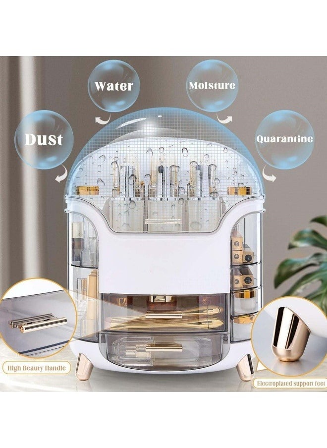 GGEROU Cosmetic Makeup Organizer, LED Mirror Large Cosmetic Storage Box Cosmetics Storage Display Case with Drawers, Dust Water Proof Jewelry Lipstick Organizer for Vanity Dresser  - Image 3