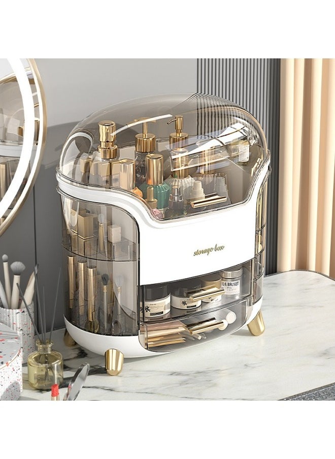 GGEROU Cosmetic Makeup Organizer, LED Mirror Large Cosmetic Storage Box Cosmetics Storage Display Case with Drawers, Dust Water Proof Jewelry Lipstick Organizer for Vanity Dresser  - Image 1