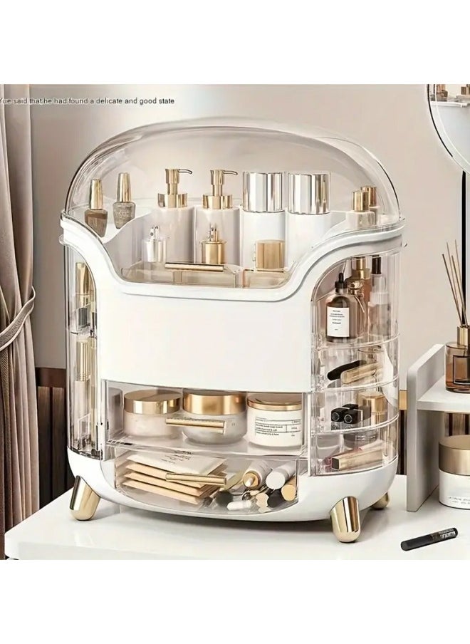 GGEROU Cosmetic Makeup Organizer, LED Mirror Large Cosmetic Storage Box Cosmetics Storage Display Case with Drawers, Dust Water Proof Jewelry Lipstick Organizer for Vanity Dresser  - Image 5