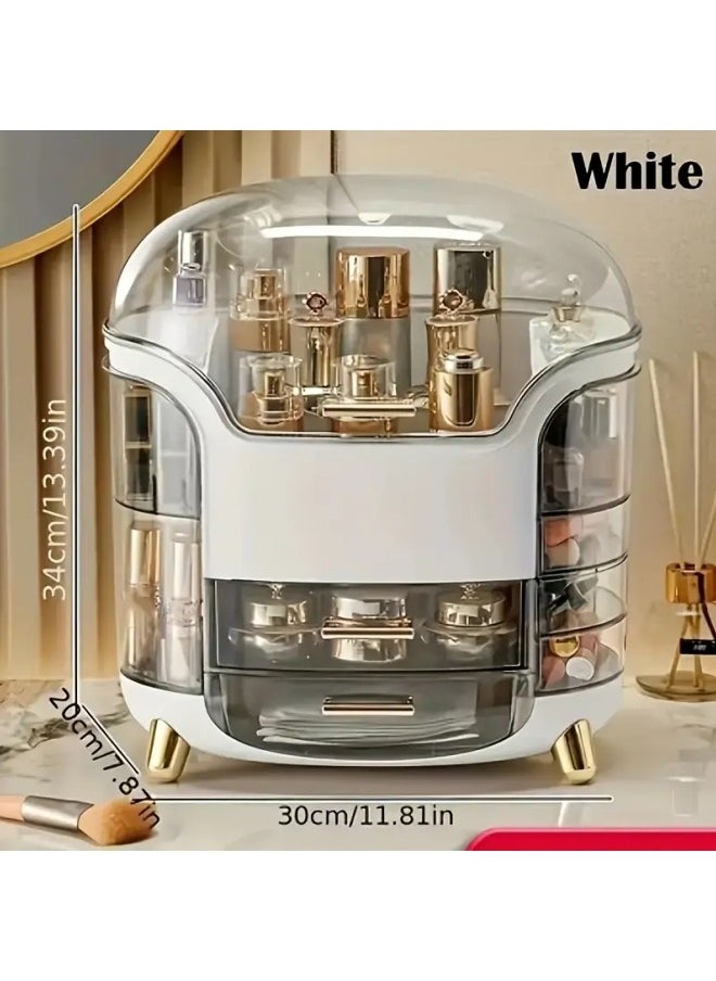 GGEROU Cosmetic Makeup Organizer, LED Mirror Large Cosmetic Storage Box Cosmetics Storage Display Case with Drawers, Dust Water Proof Jewelry Lipstick Organizer for Vanity Dresser  - Image 4