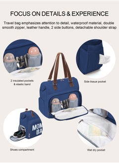 URbazaar Diaper Bag Backpack Baby Bag, 4 in 1 Diaper Bag Tote, Mom Bag for Hospital with 14 Pockets, Diaper Tote Bag for Labor & Delivery, Large Waterproof Baby Travel Bag with 2 Insulated Pockets, Blue  - Image 4