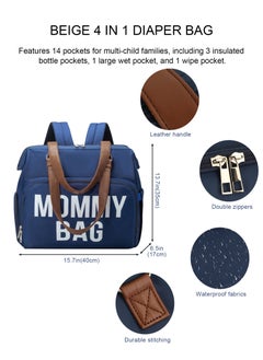 URbazaar Diaper Bag Backpack Baby Bag, 4 in 1 Diaper Bag Tote, Mom Bag for Hospital with 14 Pockets, Diaper Tote Bag for Labor & Delivery, Large Waterproof Baby Travel Bag with 2 Insulated Pockets, Blue  - Image 2