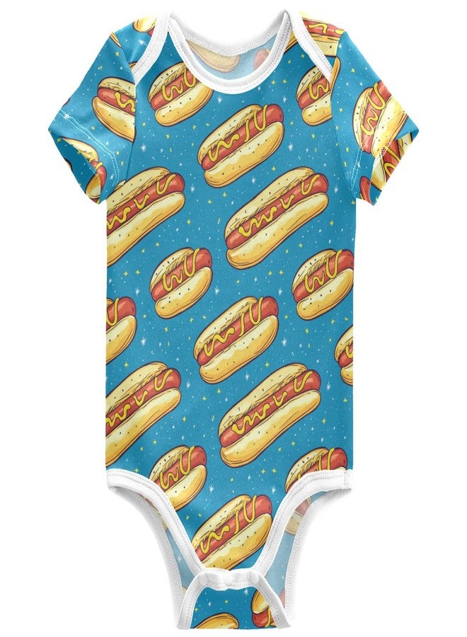 Pigsaly Hotdog Unisex Baby Bodysuits Fast Food Newborn Short Sleeve Summer Jumpsuit Boy Girl 6M - Image 1