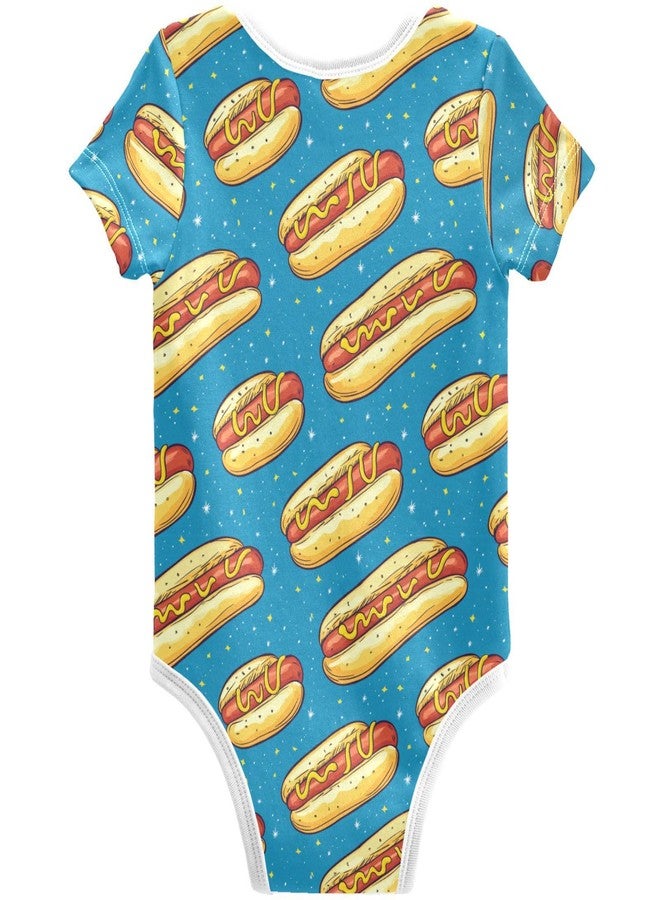 Pigsaly Hotdog Unisex Baby Bodysuits Fast Food Newborn Short Sleeve Summer Jumpsuit Boy Girl 6M - Image 2