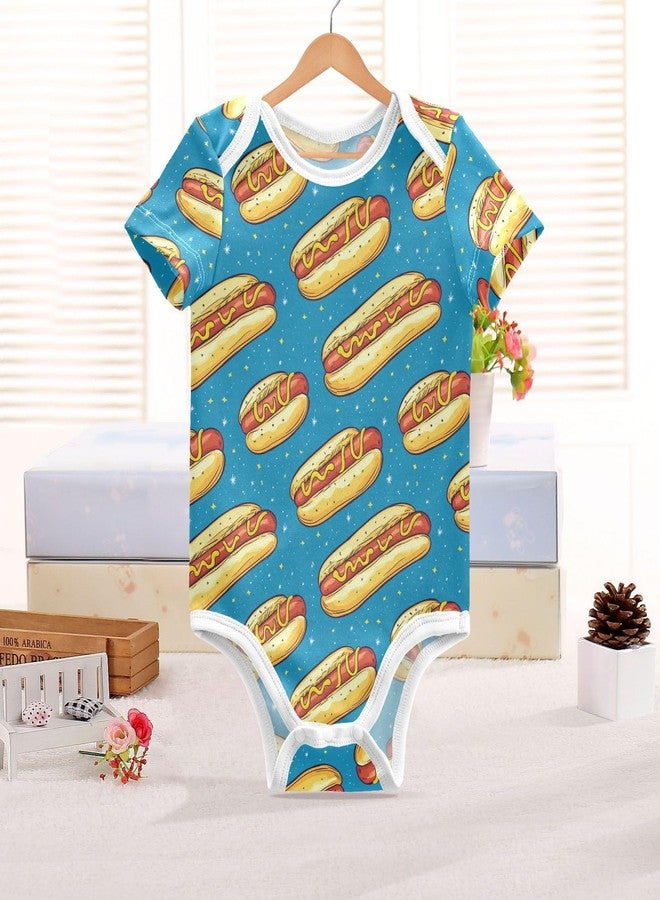 Pigsaly Hotdog Unisex Baby Bodysuits Fast Food Newborn Short Sleeve Summer Jumpsuit Boy Girl 6M - Image 5