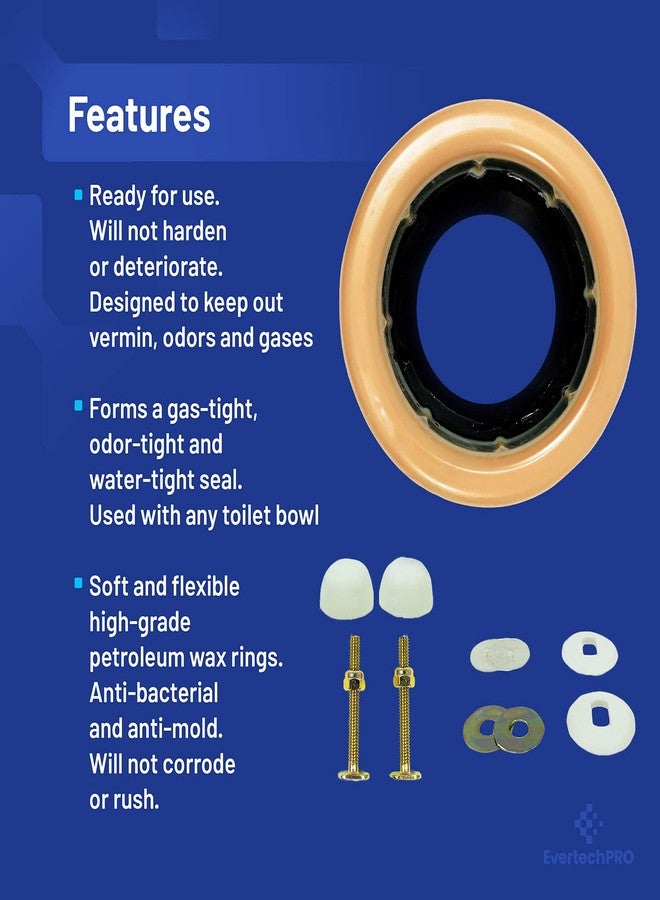 EvertechPRO Universal Extra Thick Toilet Wax Ring Replacement Kit for Floor Outlet Toilet Bowl with Black Rubber Flange Funnel Water Tight Seal Gasket Accommodates 3 Inch and 4 Inch Waste Lines - Image 5