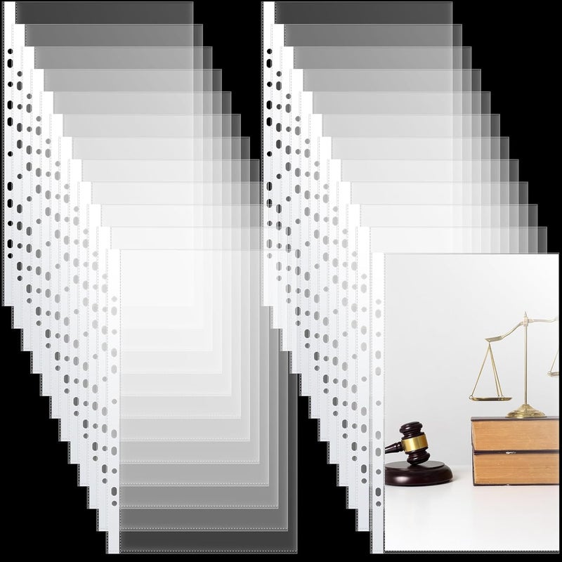 Gilprop 500 Pack of 8.5x14 Inch Heavyweight Clear Sheet Protectors Page Protectors Plastic Protector Sheets with White Edge Plastic Legal Paper Sleeves for Binders Documents Photos - Image 1