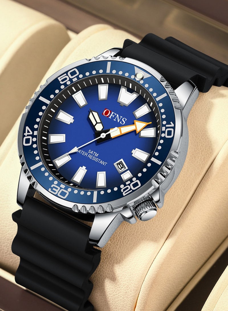 أوفنس ساعة كوارتز فاخرة جديدة للرجال من مقاومة للماء حتى عمق 50 متر مع تقويم مضيء ساعة يد كوارتز للرجال هدية - Image 1
