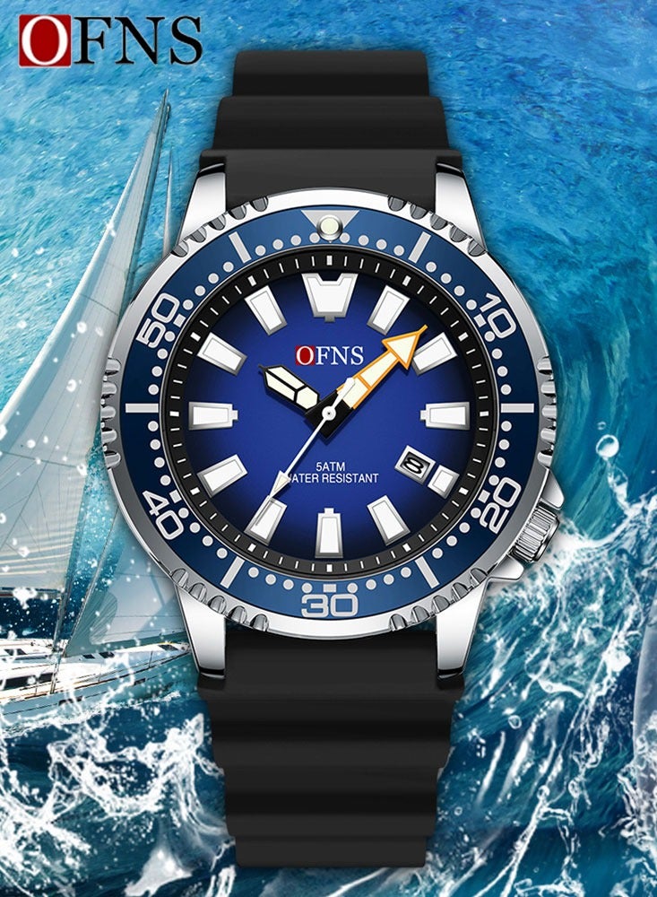 أوفنس ساعة كوارتز فاخرة جديدة للرجال من مقاومة للماء حتى عمق 50 متر مع تقويم مضيء ساعة يد كوارتز للرجال هدية - Image 2
