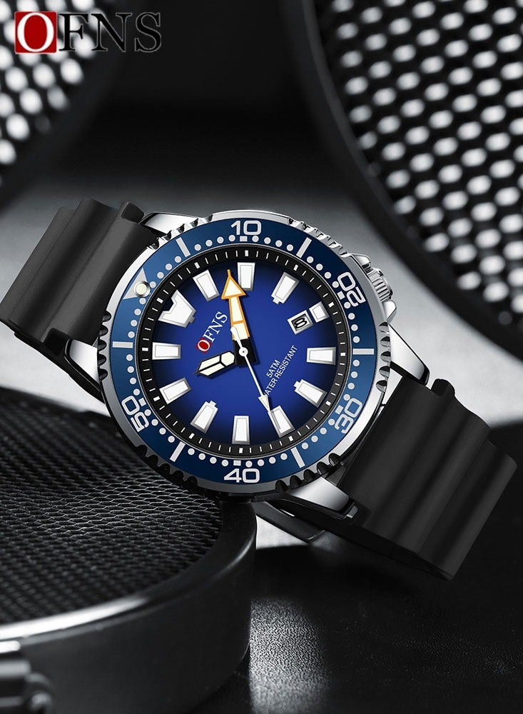 أوفنس ساعة كوارتز فاخرة جديدة للرجال من مقاومة للماء حتى عمق 50 متر مع تقويم مضيء ساعة يد كوارتز للرجال هدية - Image 3