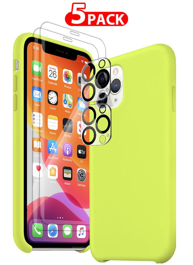 CATANES [for iPhone 11 Pro Max] 5 Pack Silicone Case ,2 Screen Protectors and 2 Camera Lens Protectors Shockproof Protective Case Anti Scratch Smooth Case Cover/Lime Green  - Image 1