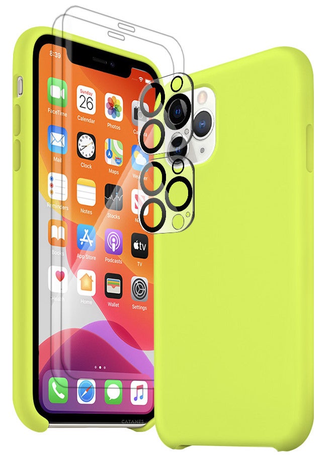 CATANES [for iPhone 11 Pro Max] 5 Pack Silicone Case ,2 Screen Protectors and 2 Camera Lens Protectors Shockproof Protective Case Anti Scratch Smooth Case Cover/Lime Green  - Image 2