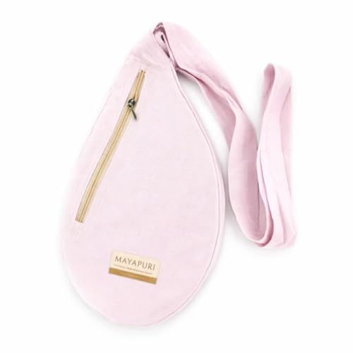 MAYAPURI Pure Cotton Original Gomukhi Japa Mala Bag, Chanting Bag or Prayer Beads Bag with Zip Pocket and Sakshi Mala Counter (Light Pink) - Image 3