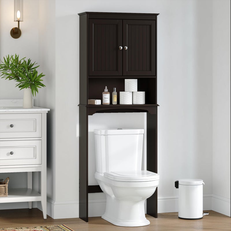 Spirich Over The Toilet Cabinet for Bathroom Storage Above Toilet Storage Cabinet with Doors and Adjustable Shelves Espresso