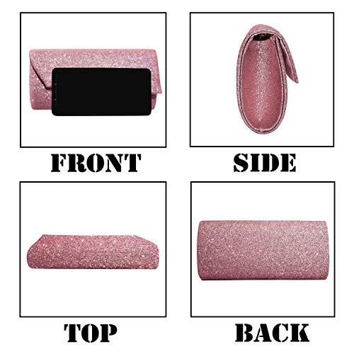 VRITRAZ Party Clutch Purse for Women Glitter Pink - Image 2