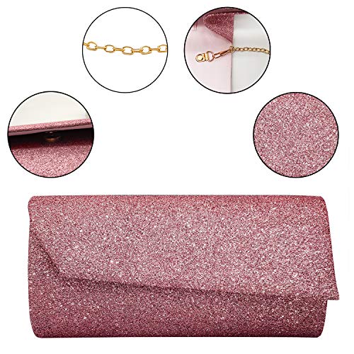 VRITRAZ Party Clutch Purse for Women Glitter Pink - Image 3