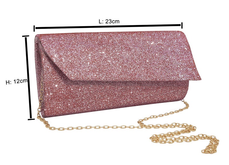 VRITRAZ Party Clutch Purse for Women Glitter Pink - Image 5