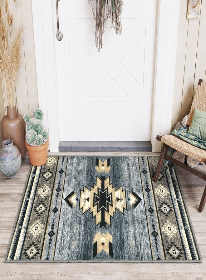 B BENRON Entryway Rug 2x3 Grey Rug Western Entry Rug Washable Door Mat Traditional Throw Rug for Kitchen Bathroom Front Door Small Area Rug for Indoor Entrance Porch - Image 1
