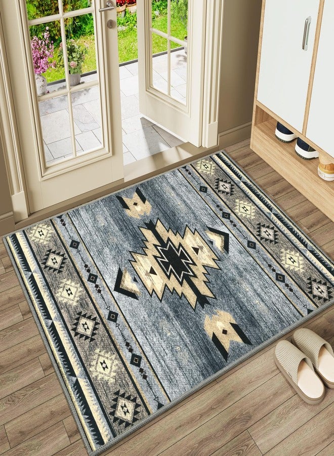 B BENRON Entryway Rug 2x3 Grey Rug Western Entry Rug Washable Door Mat Traditional Throw Rug for Kitchen Bathroom Front Door Small Area Rug for Indoor Entrance Porch - Image 2